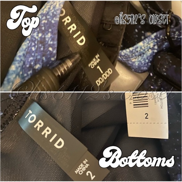 Torrid Bright Galaxy Wireless Babydoll Tankini Top & Bottoms Swimsuit SET 1X 2X - Picture 13 of 16